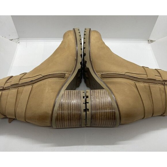 Seychelles Women's Give It a Whirl Ankle Boot Leather 7.5 Tan Nubuck Block Heel - Picture 6 of 11